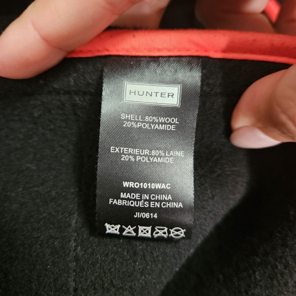 Hunter Wool Belted Duffle Coat Women's Sz S Black Hooded - Picture 15 of 16